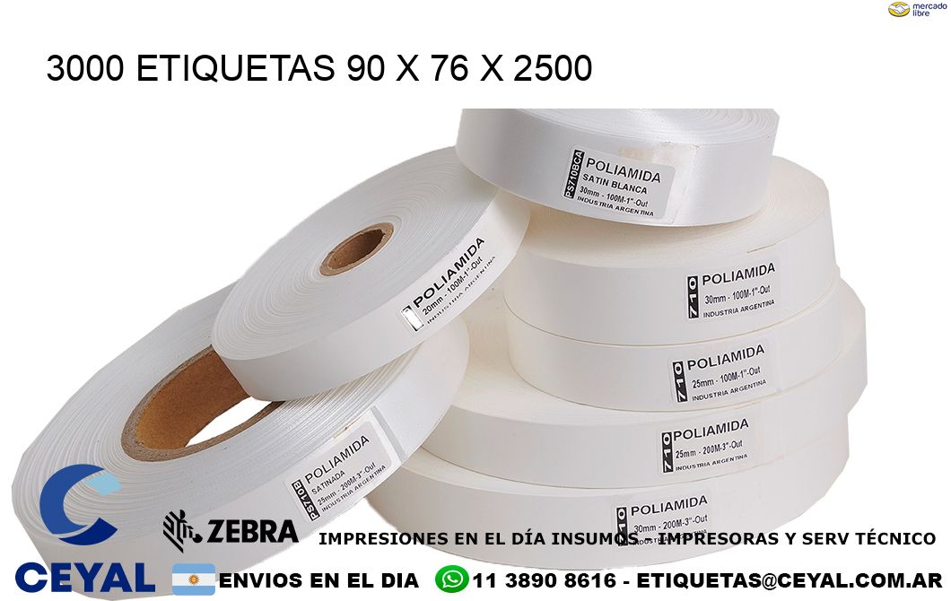 3000 ETIQUETAS 90 x 76 x 2500