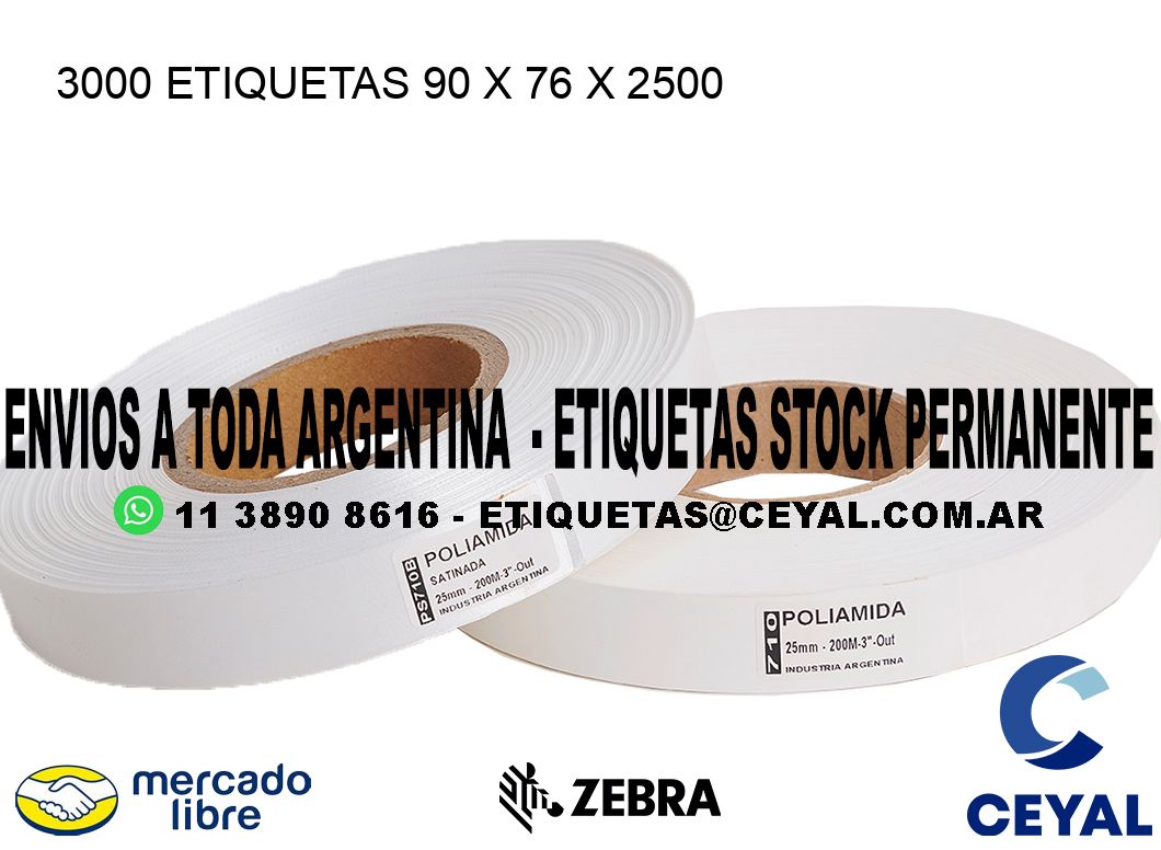 3000 ETIQUETAS 90 x 76 x 2500