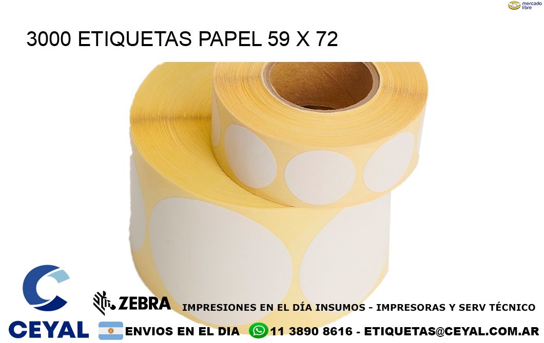 3000 ETIQUETAS PAPEL 59 x 72