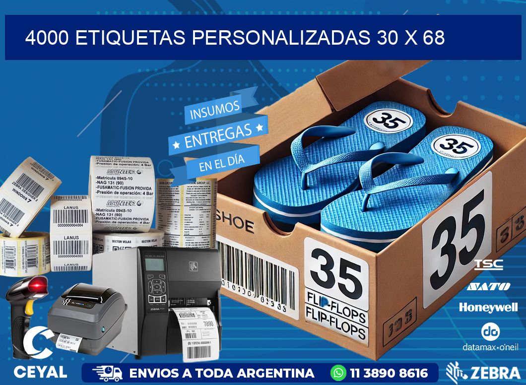 4000 ETIQUETAS PERSONALIZADAS 30 x 68