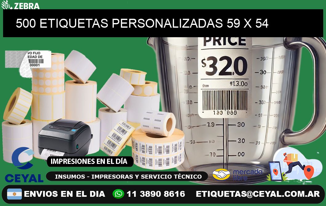 500 ETIQUETAS PERSONALIZADAS 59 x 54