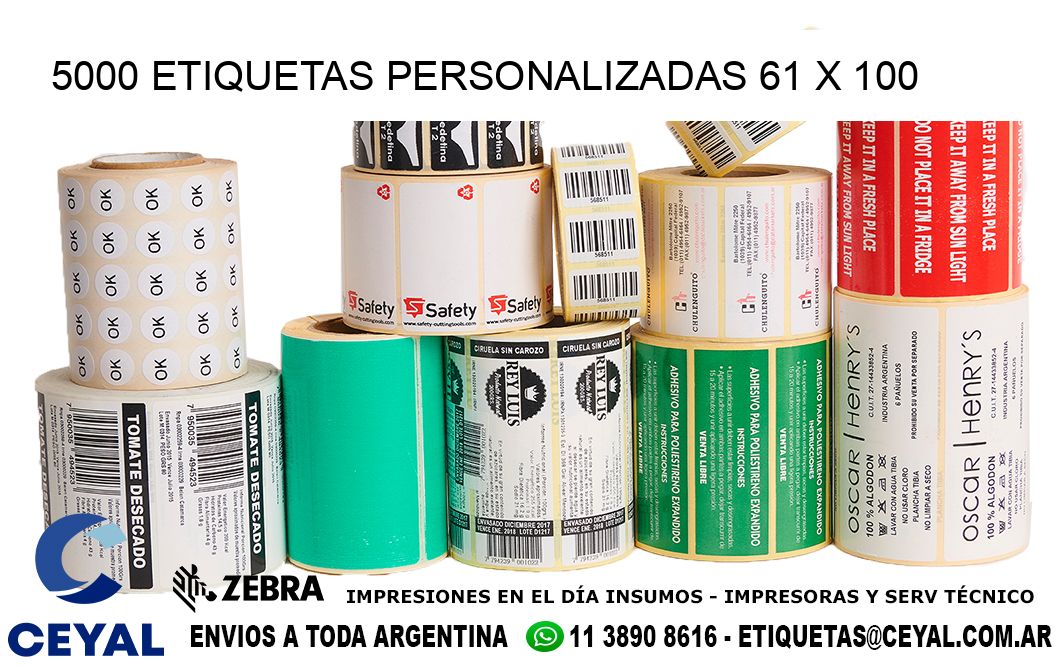 5000 ETIQUETAS PERSONALIZADAS 61 x 100