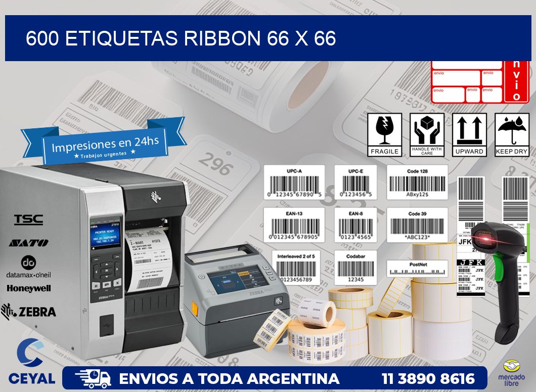 600 ETIQUETAS RIBBON 66 x 66