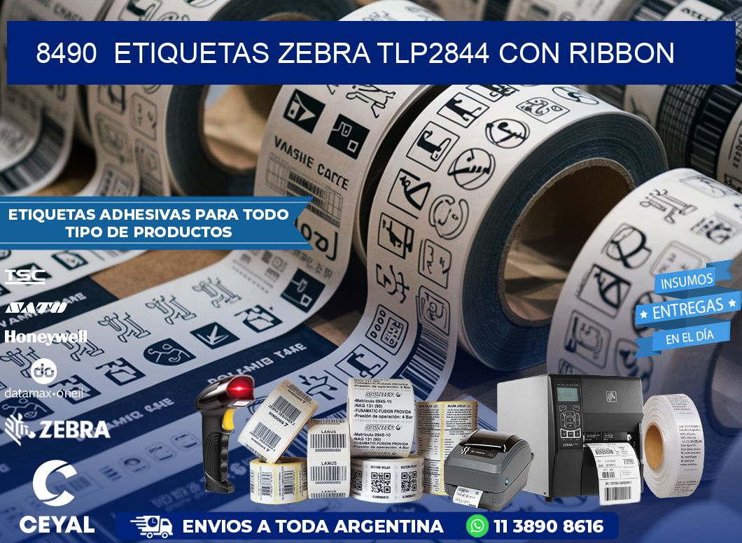 8490  ETIQUETAS ZEBRA TLP2844 CON RIBBON