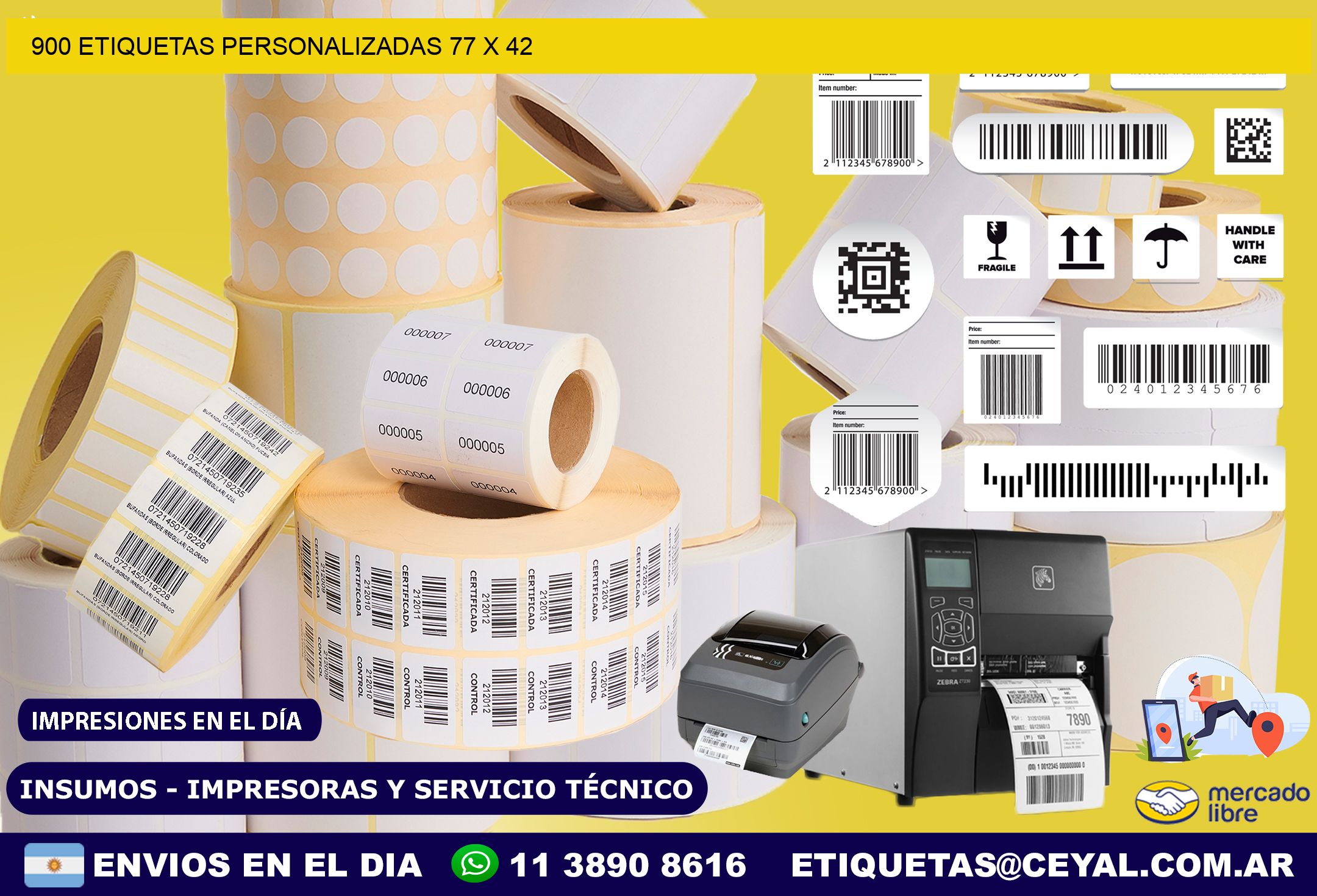 900 ETIQUETAS PERSONALIZADAS 77 x 42