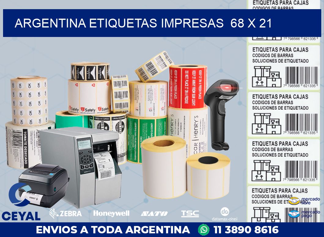 ARGENTINA ETIQUETAS IMPRESAS  68 x 21