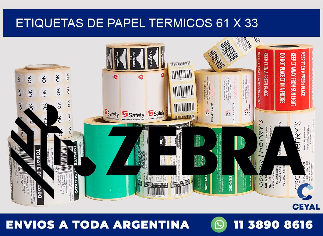 ETIQUETAS DE PAPEL TERMICOS 61 x 33