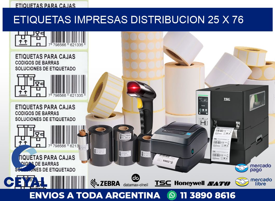 ETIQUETAS IMPRESAS DISTRIBUCION 25 x 76