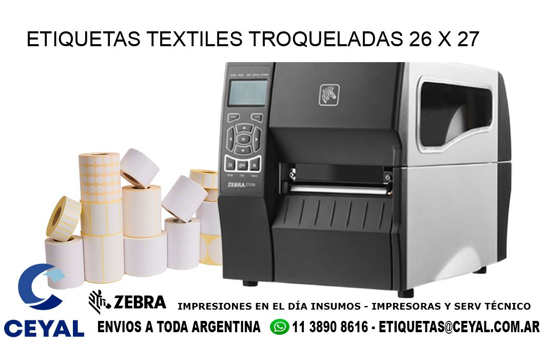ETIQUETAS TEXTILES TROQUELADAS 26 x 27