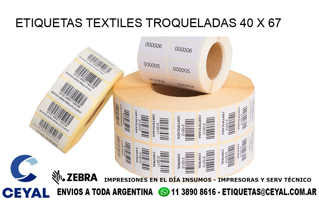 ETIQUETAS TEXTILES TROQUELADAS 40 x 67