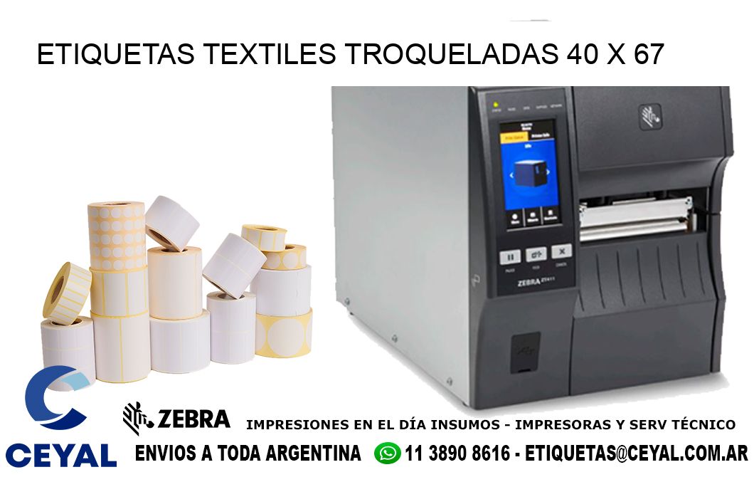 ETIQUETAS TEXTILES TROQUELADAS 40 x 67