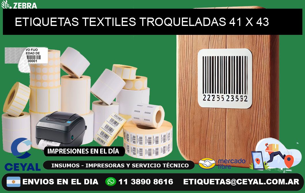 ETIQUETAS TEXTILES TROQUELADAS 41 x 43