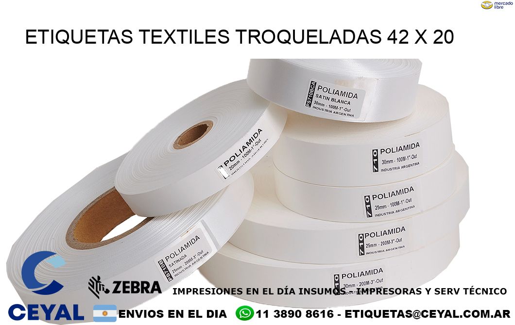 ETIQUETAS TEXTILES TROQUELADAS 42 x 20