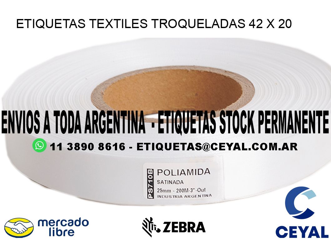 ETIQUETAS TEXTILES TROQUELADAS 42 x 20