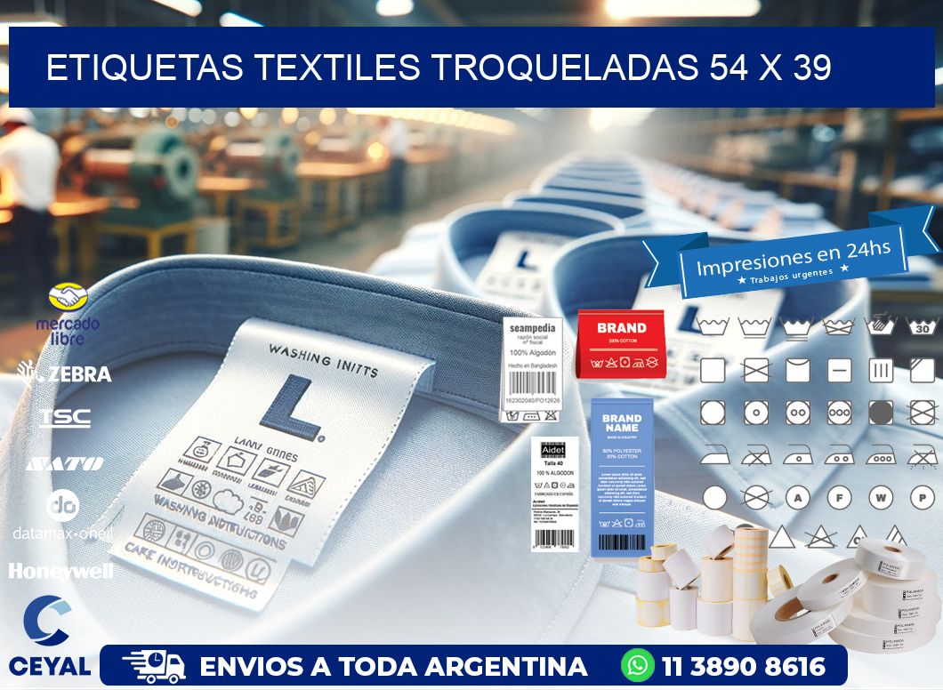 ETIQUETAS TEXTILES TROQUELADAS 54 x 39