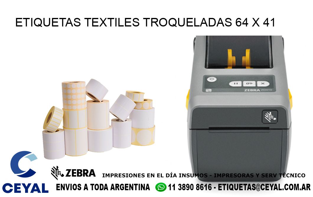 ETIQUETAS TEXTILES TROQUELADAS 64 x 41