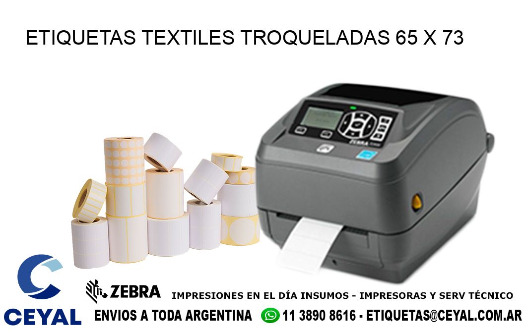 ETIQUETAS TEXTILES TROQUELADAS 65 x 73