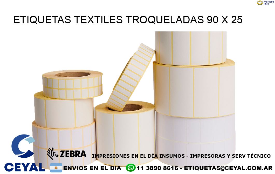 ETIQUETAS TEXTILES TROQUELADAS 90 x 25