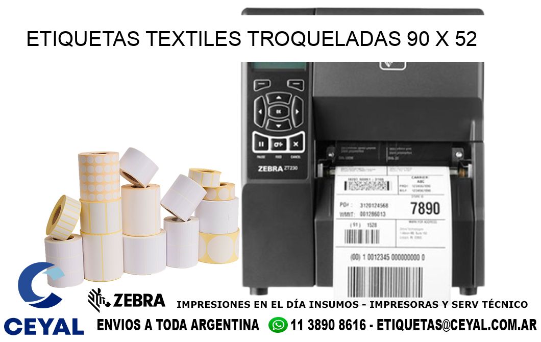 ETIQUETAS TEXTILES TROQUELADAS 90 x 52