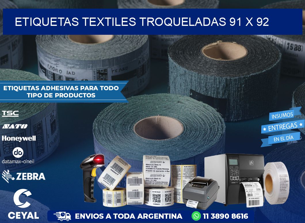 ETIQUETAS TEXTILES TROQUELADAS 91 x 92