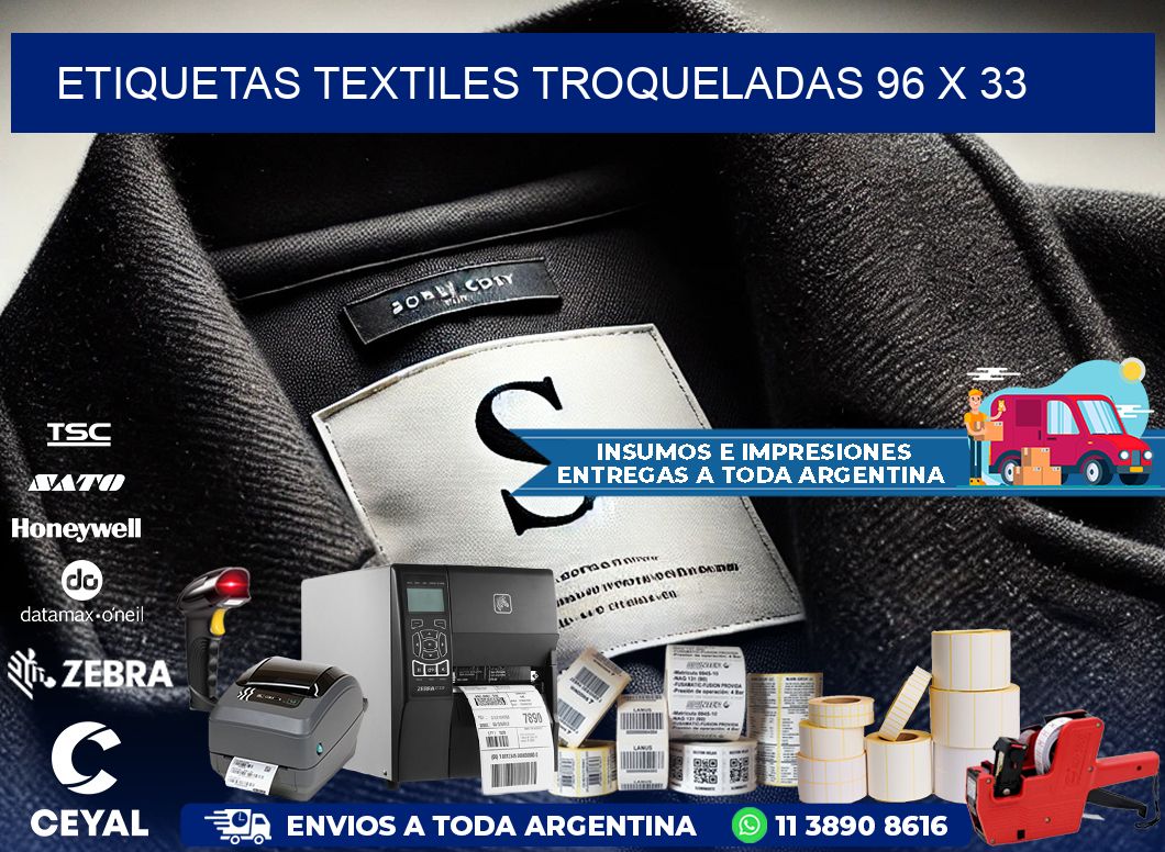 ETIQUETAS TEXTILES TROQUELADAS 96 x 33