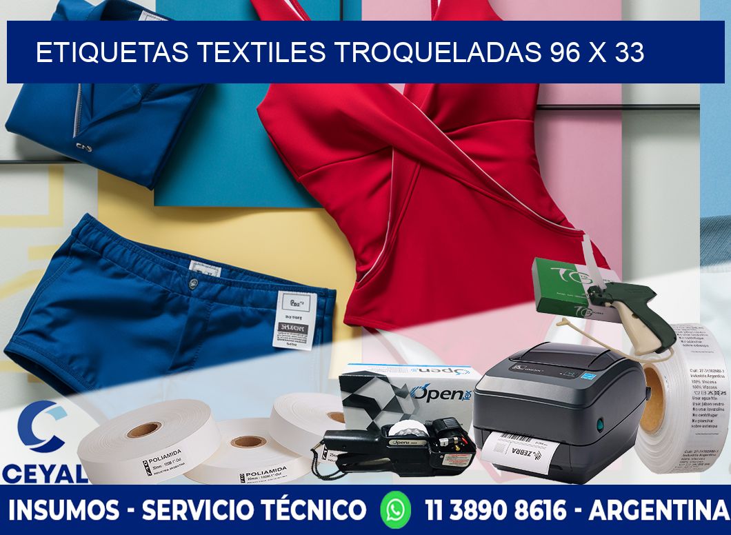 ETIQUETAS TEXTILES TROQUELADAS 96 x 33