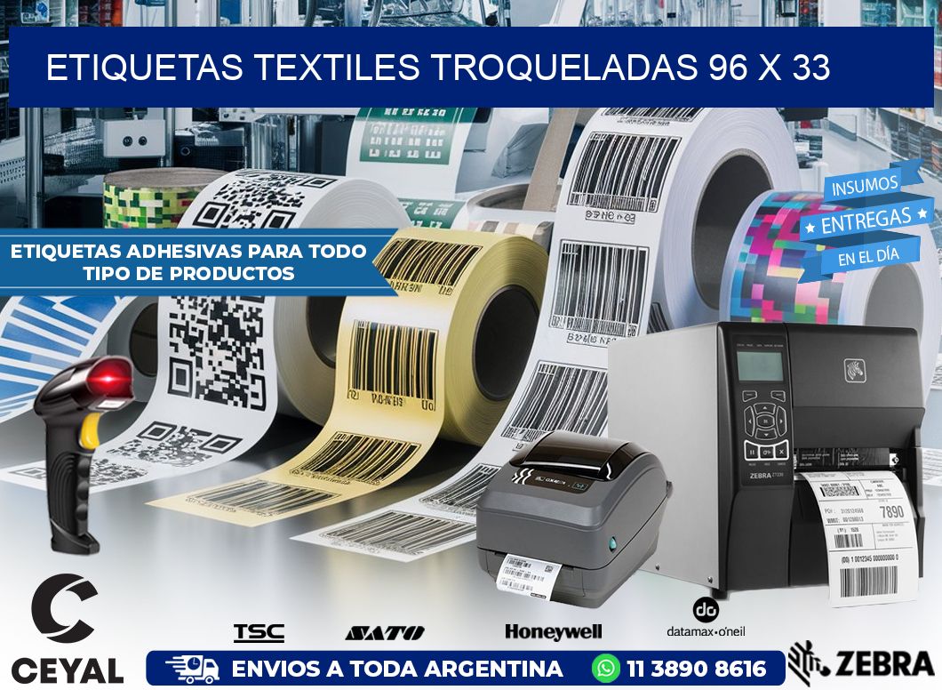 ETIQUETAS TEXTILES TROQUELADAS 96 x 33