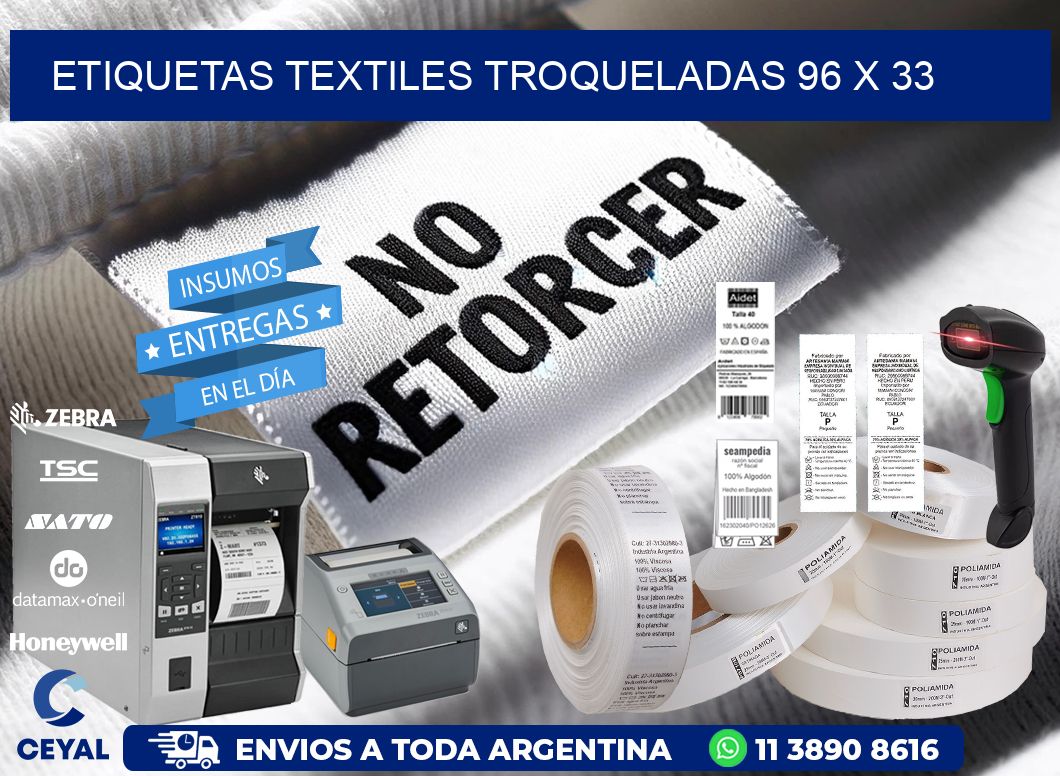 ETIQUETAS TEXTILES TROQUELADAS 96 x 33