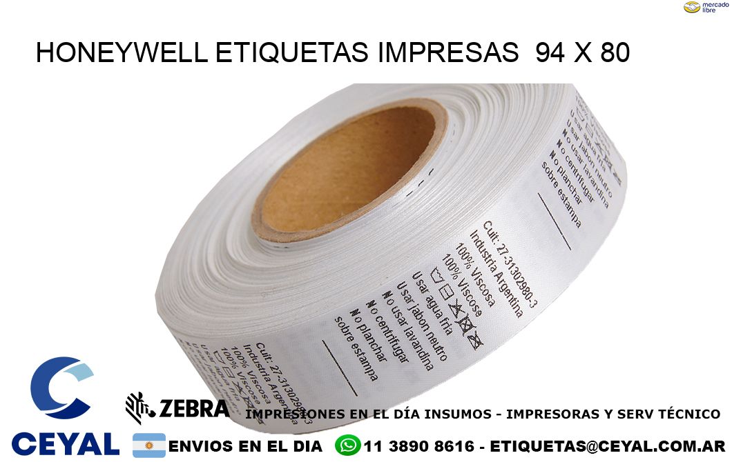 HONEYWELL ETIQUETAS IMPRESAS  94 x 80