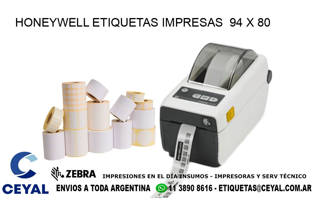 HONEYWELL ETIQUETAS IMPRESAS  94 x 80