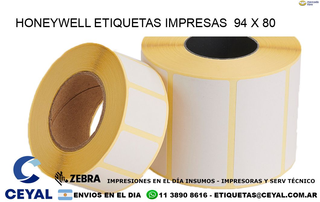 HONEYWELL ETIQUETAS IMPRESAS  94 x 80