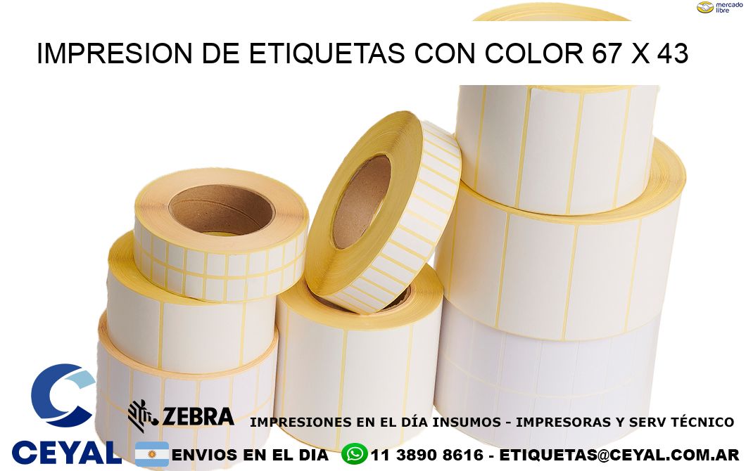 IMPRESION DE ETIQUETAS CON COLOR 67 x 43