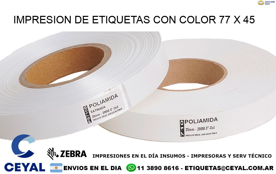 IMPRESION DE ETIQUETAS CON COLOR 77 x 45
