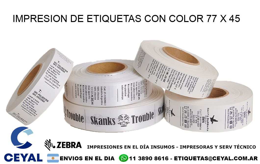 IMPRESION DE ETIQUETAS CON COLOR 77 x 45