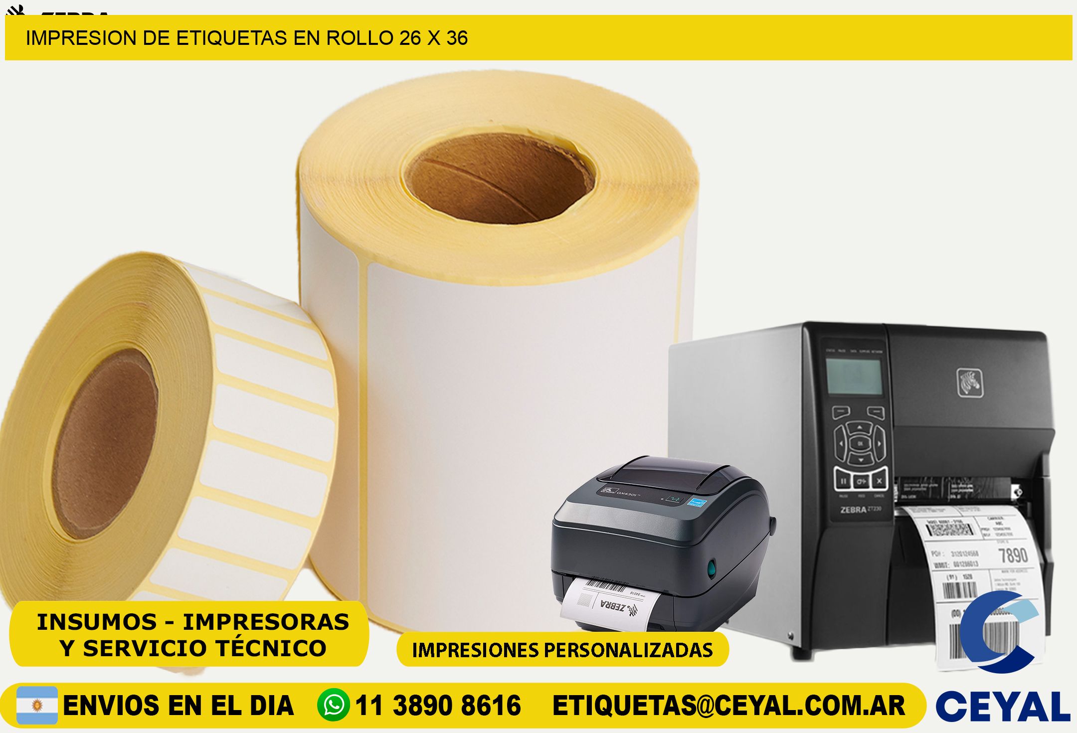 IMPRESION DE ETIQUETAS EN ROLLO 26 x 36