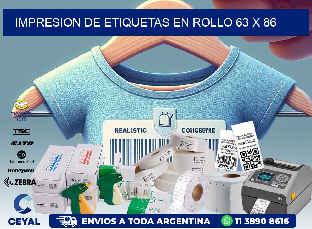 IMPRESION DE ETIQUETAS EN ROLLO 63 x 86