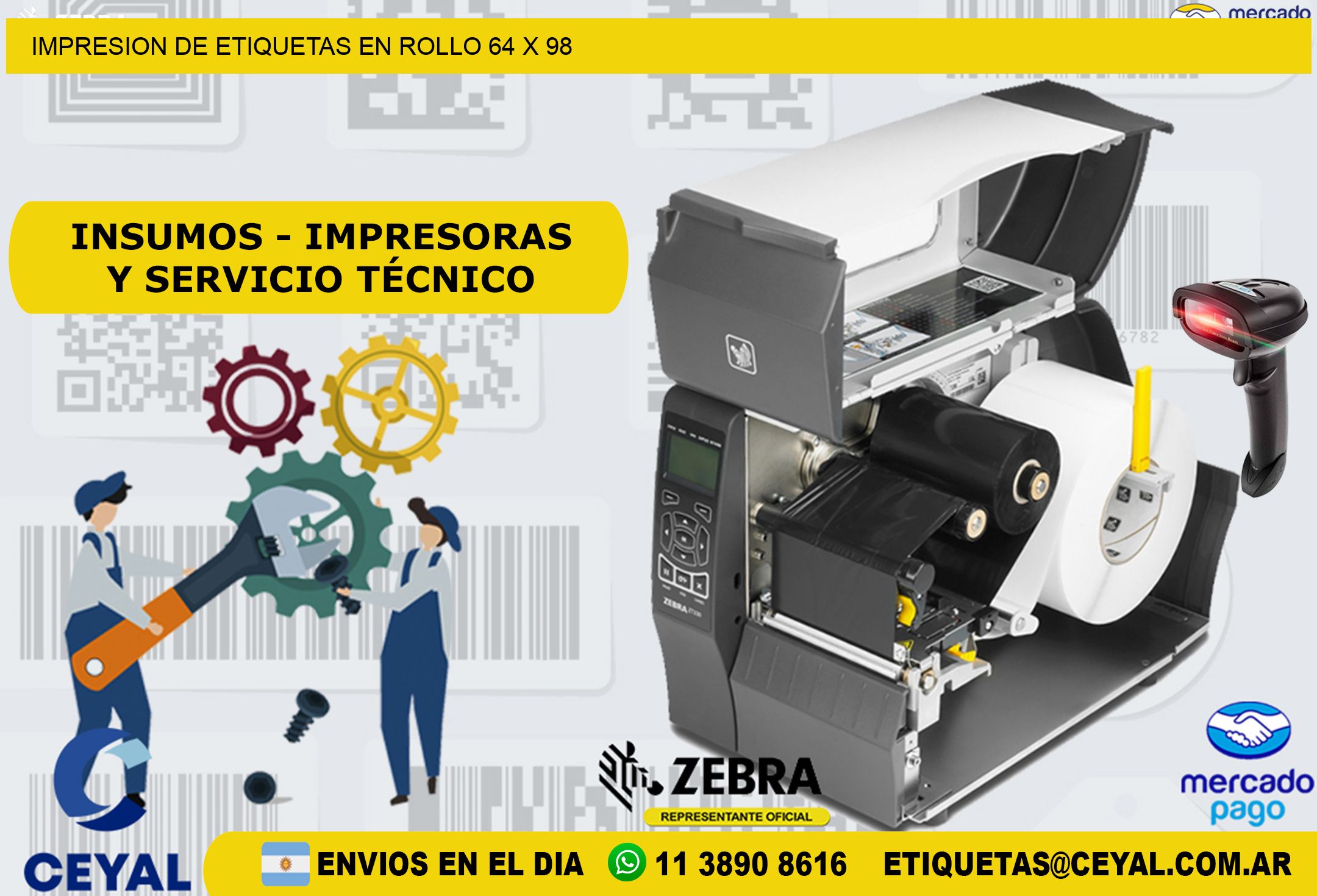 IMPRESION DE ETIQUETAS EN ROLLO 64 x 98