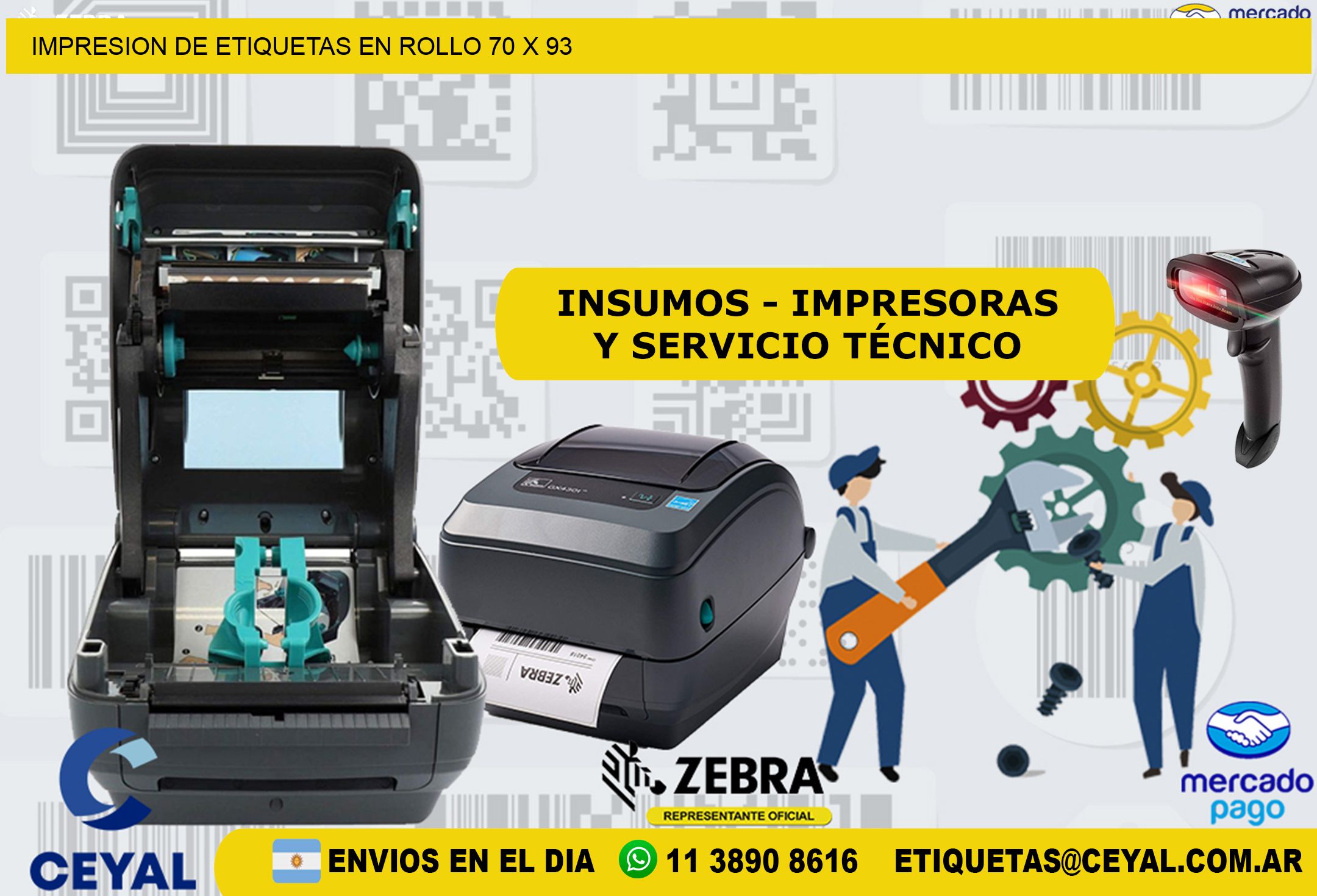 IMPRESION DE ETIQUETAS EN ROLLO 70 x 93