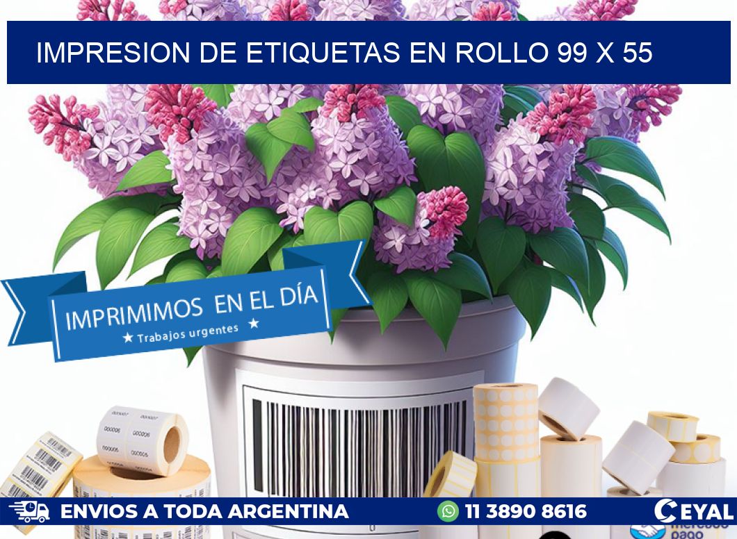 IMPRESION DE ETIQUETAS EN ROLLO 99 x 55