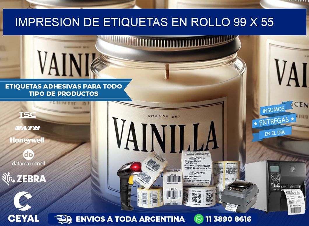 IMPRESION DE ETIQUETAS EN ROLLO 99 x 55