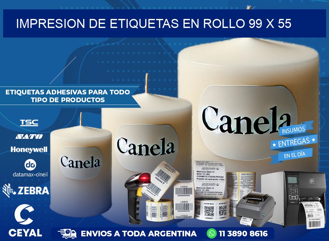 IMPRESION DE ETIQUETAS EN ROLLO 99 x 55