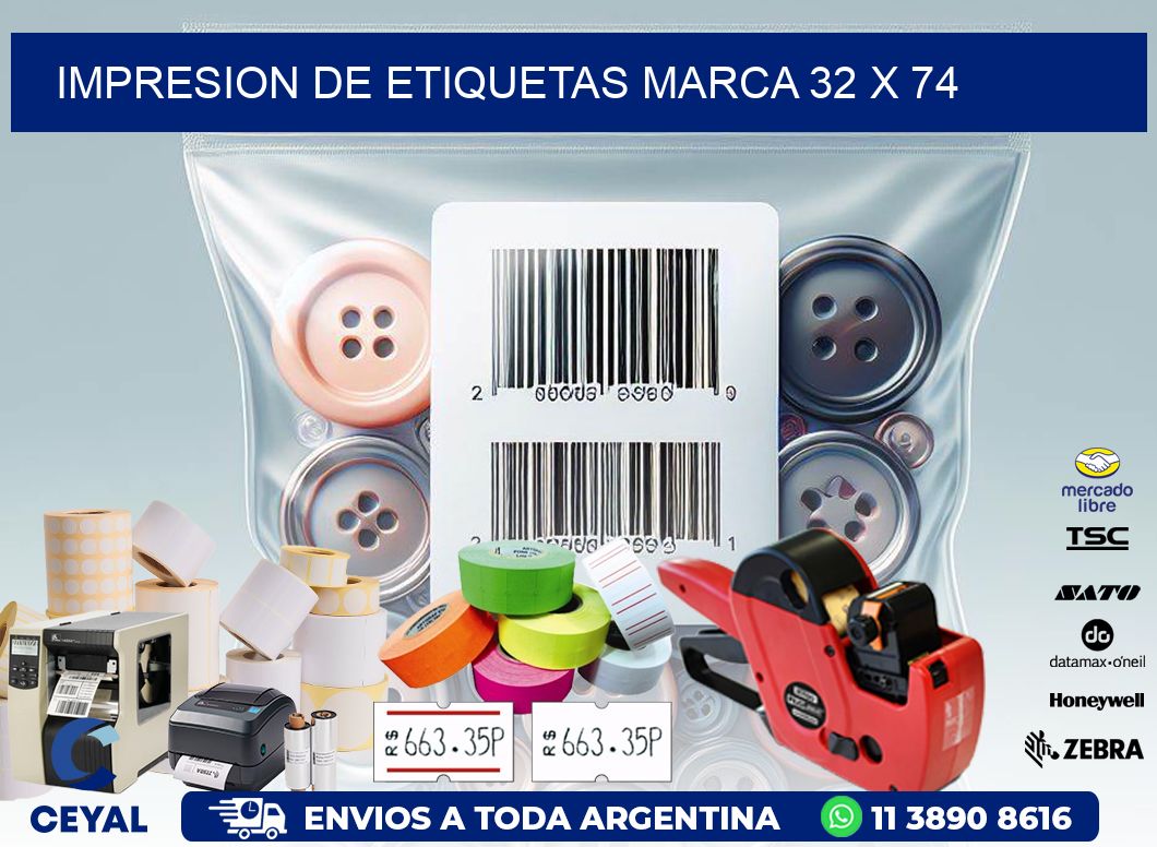 IMPRESION DE ETIQUETAS MARCA 32 x 74
