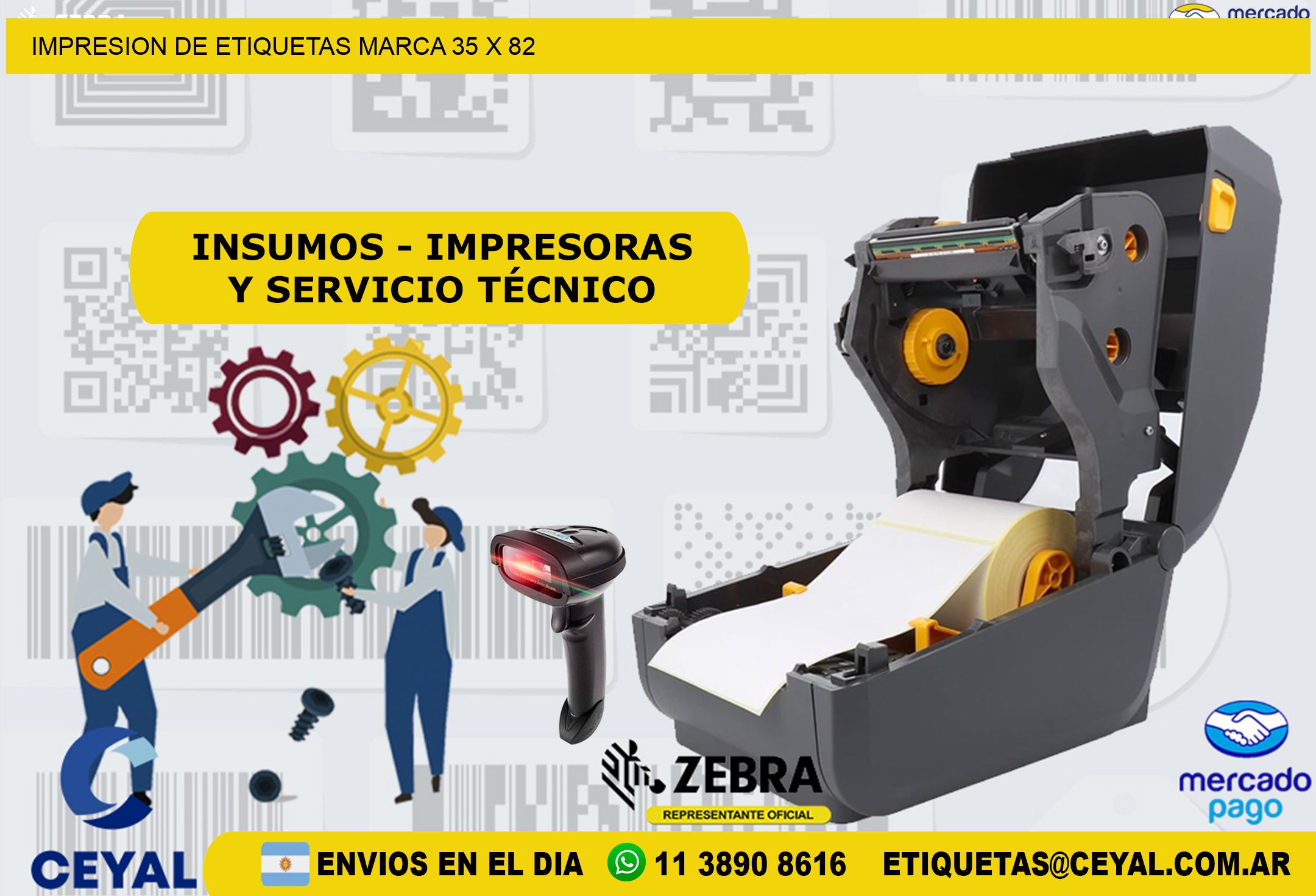 IMPRESION DE ETIQUETAS MARCA 35 x 82
