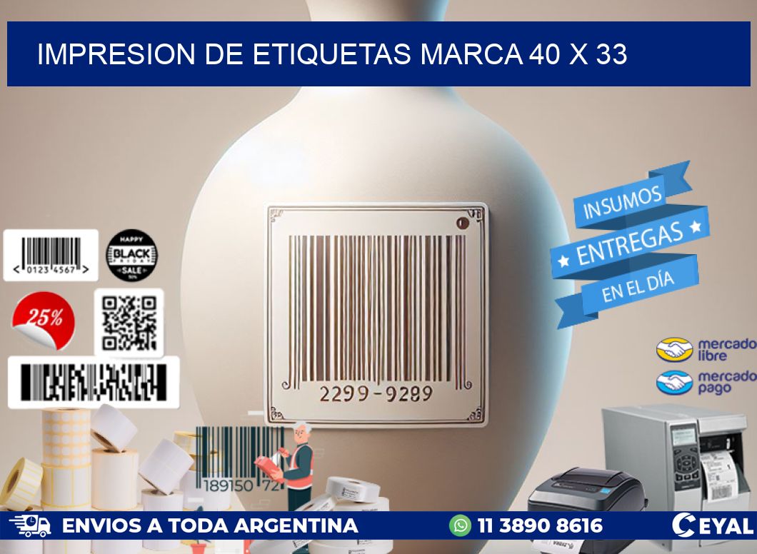 IMPRESION DE ETIQUETAS MARCA 40 x 33