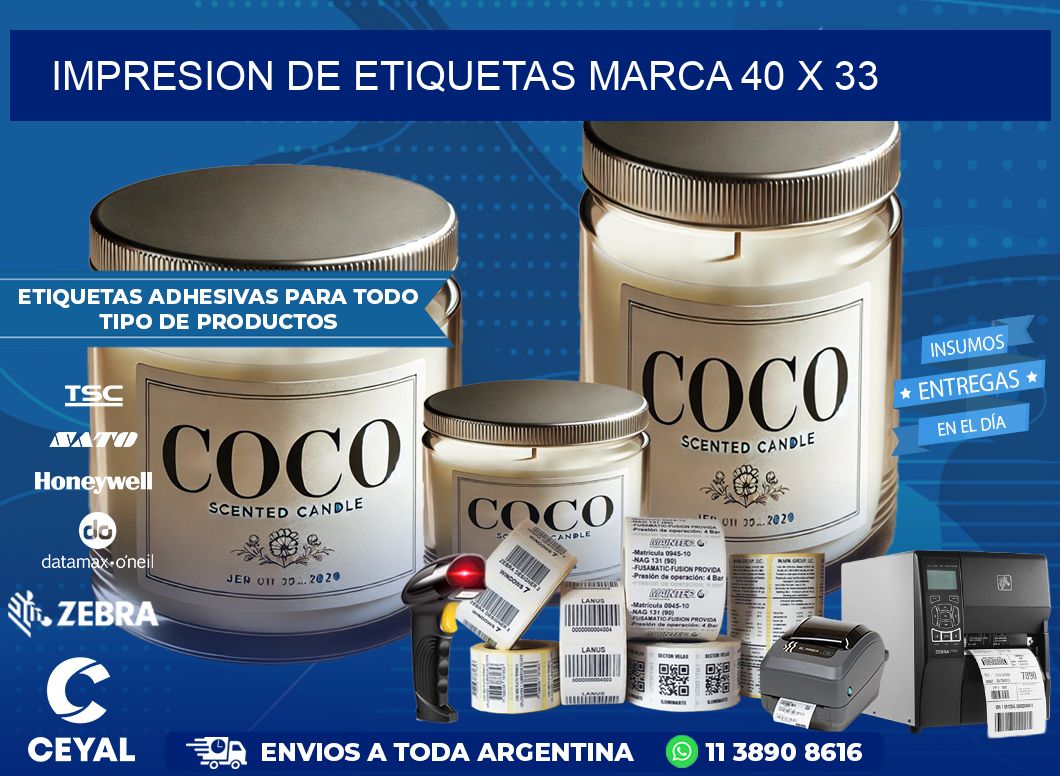 IMPRESION DE ETIQUETAS MARCA 40 x 33