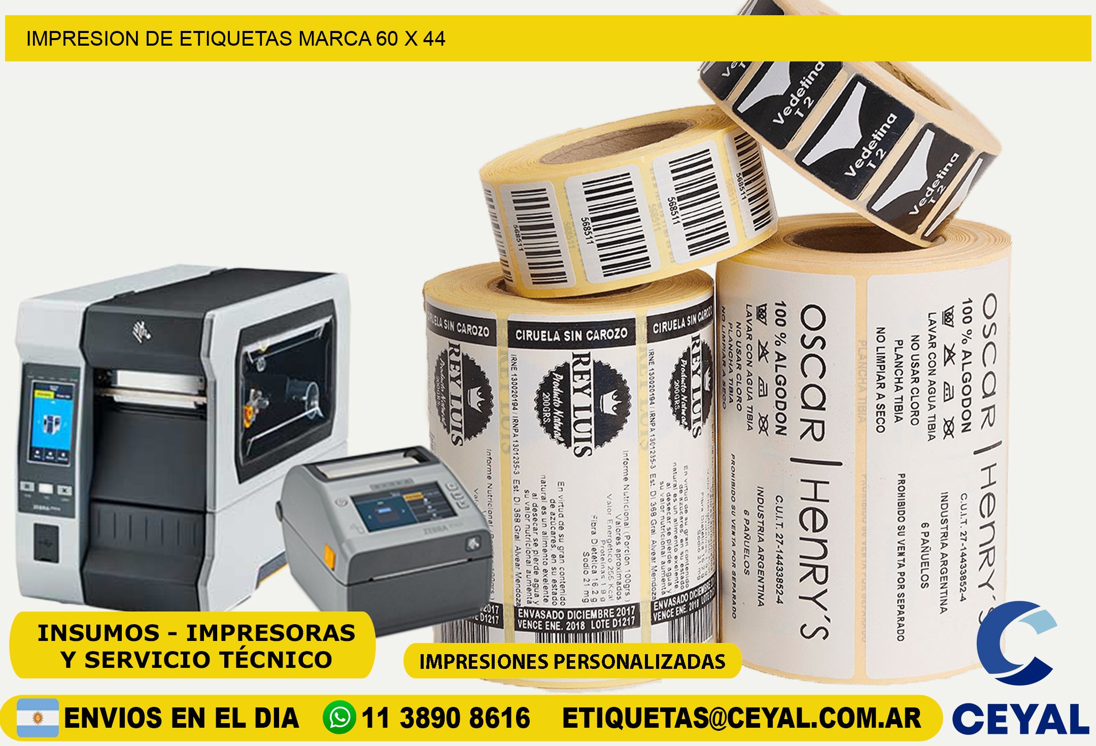 IMPRESION DE ETIQUETAS MARCA 60 x 44