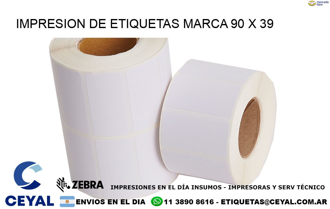 IMPRESION DE ETIQUETAS MARCA 90 x 39