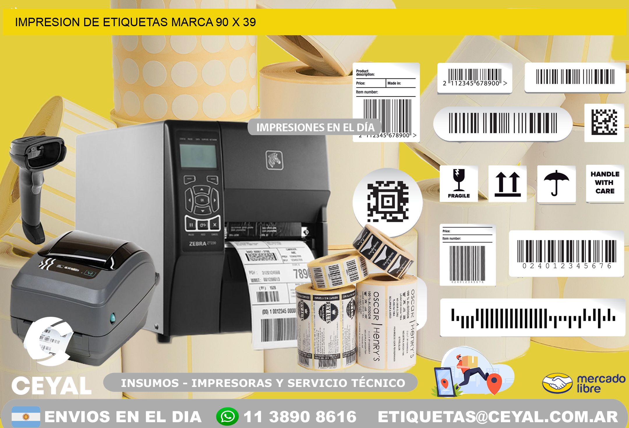 IMPRESION DE ETIQUETAS MARCA 90 x 39