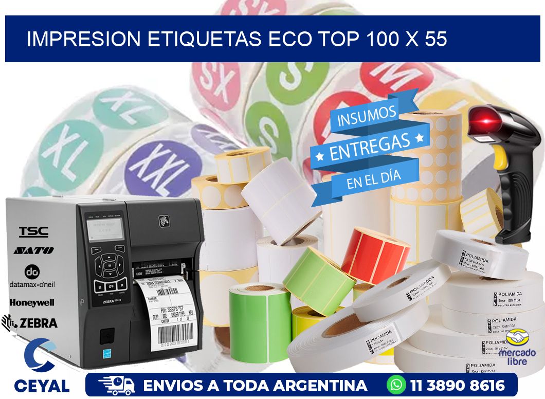 IMPRESION ETIQUETAS ECO TOP 100 x 55