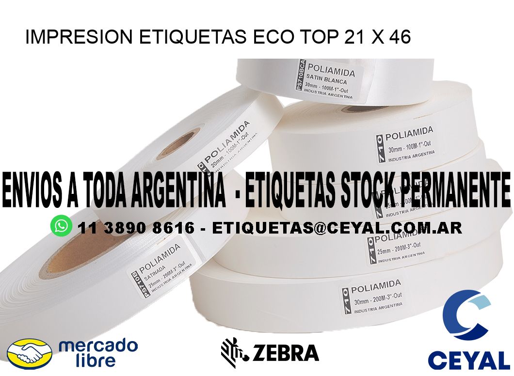 IMPRESION ETIQUETAS ECO TOP 21 x 46